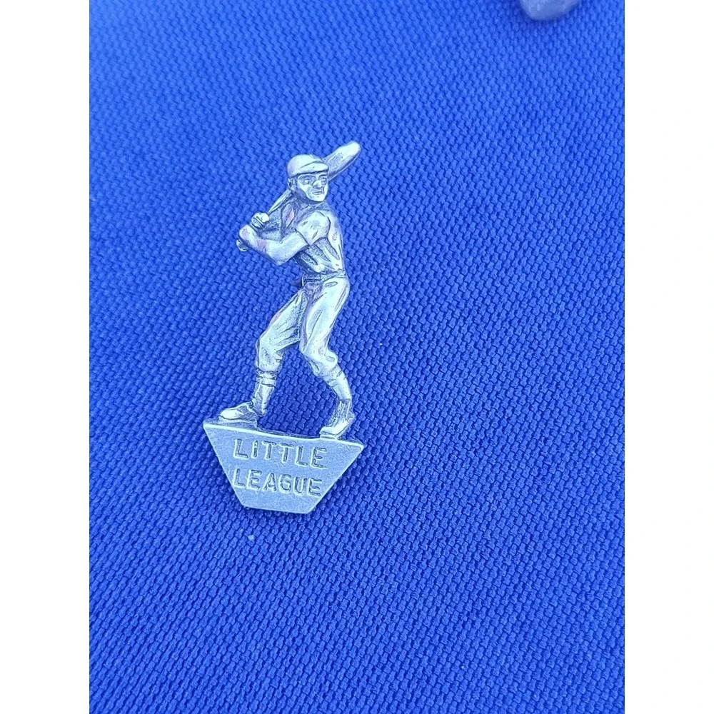 vintage little league baseball lapel‎ pin hat tie tack silver tone